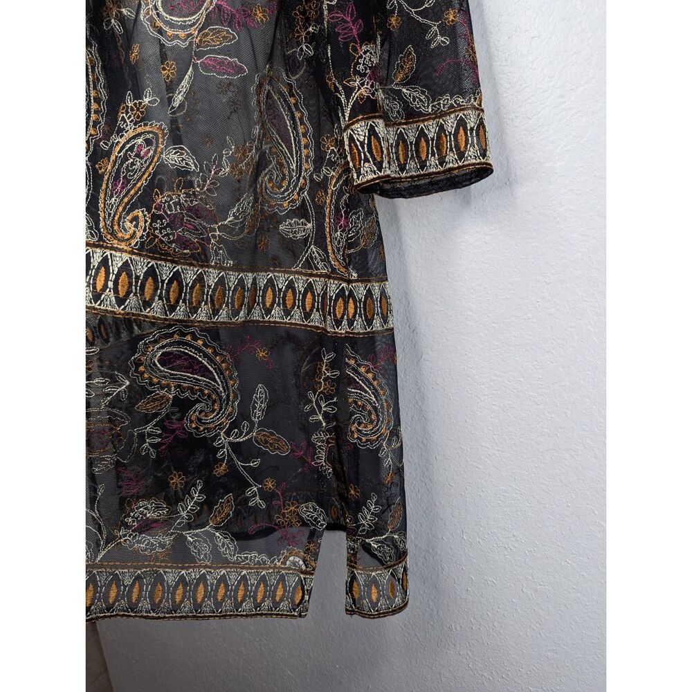 Catherines Plus Size Boho Sheer Open Front Top Jacket Size 1X Embroidery Black - Picture 7 of 12